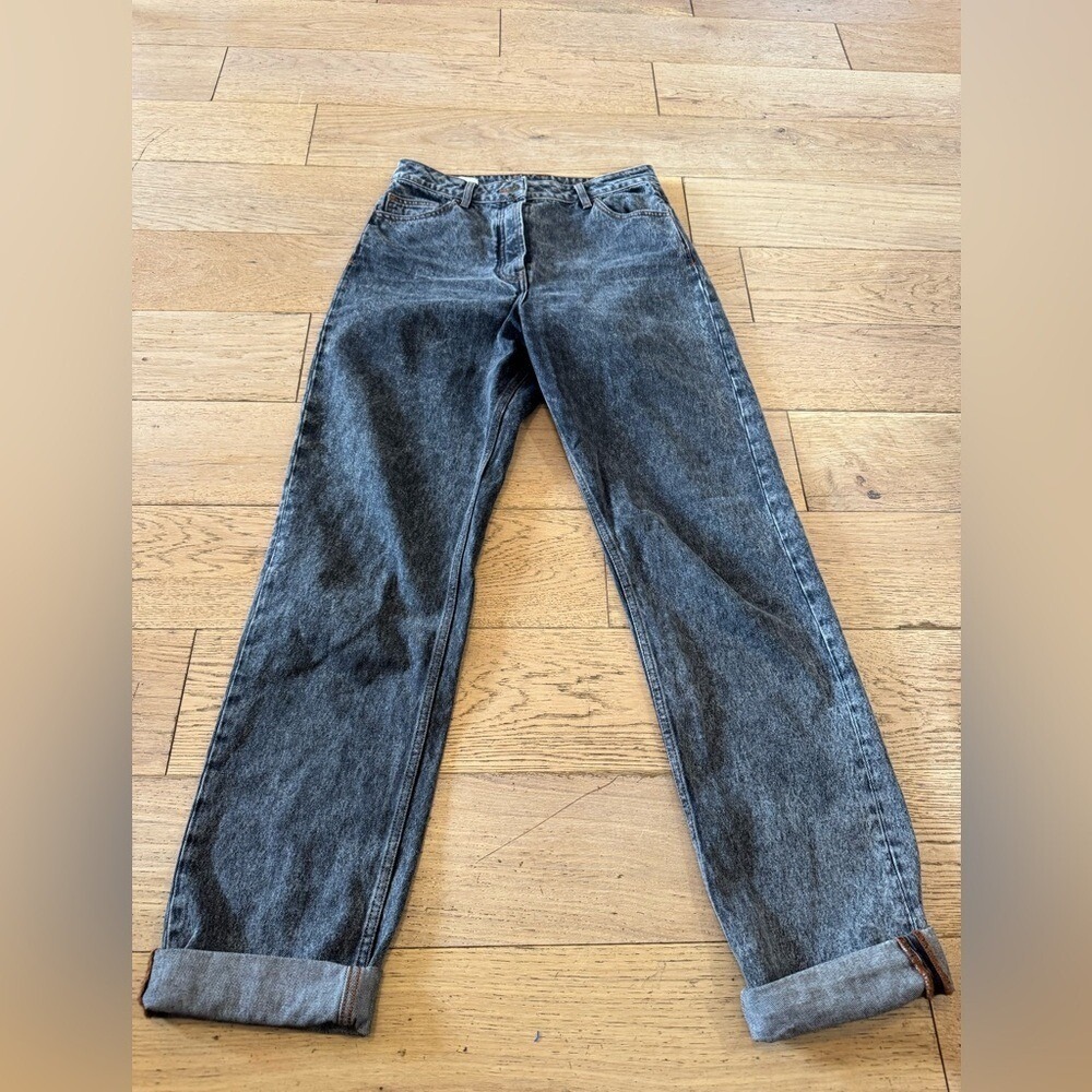 Collusion x005 Straight‎ Leg Jeans Black Acid Wash Tall 32/38 Button Fly (845)